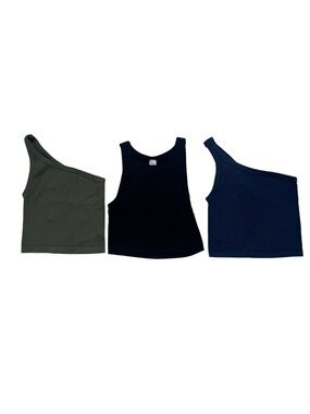 NikiBiki Ribbed Crop Tops Bundle 3 One Shoulder Tank Stretch Basics